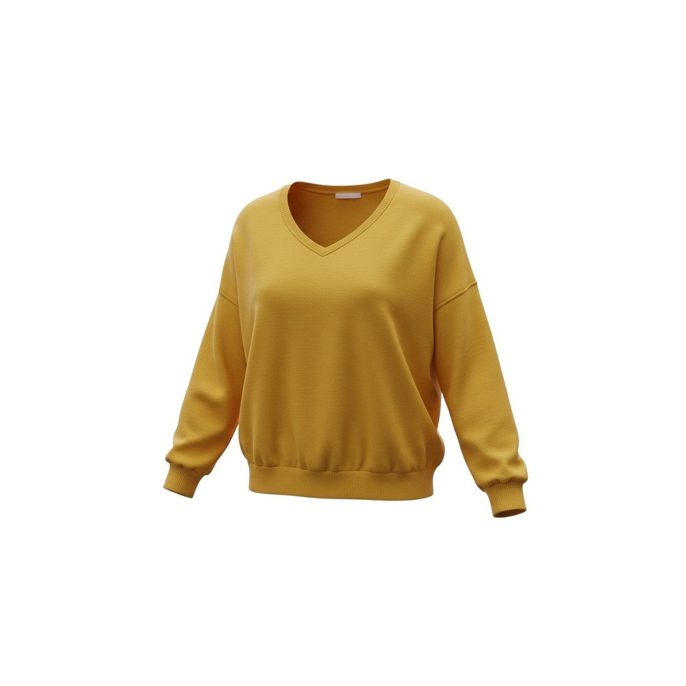 Time and Tru Sweatshirt Womens XL Gold V-Neck Cotton French Terry 1749